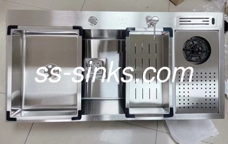 Функциональный ручной Double Sink sus304 с моющим стаканом с корзиной сточной чаши