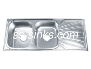 с дренажной панелью полированной из нержавеющей стали Double Bowl Sink кухонная раковина решетка