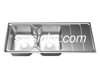 с дренажной панелью полированной из нержавеющей стали Double Bowl Sink кухонная раковина решетка