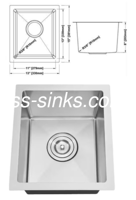 OEM Подъемный кухонный раковина из нержавеющей стали 14-1/2 * 17 "внутренний размер однослойной чаши с сточной доской