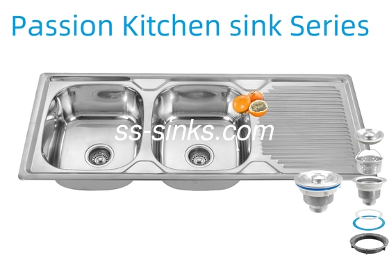 Кухонная мойка из нержавеющей стали с фартуком 1200 X 500 мм, толщина 0,6 мм / 0,8 мм / 1,0 мм и размер изделия