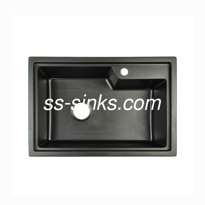 Кухонная раковина кварца акриловой смолы черная с Drainboard 680*460mm